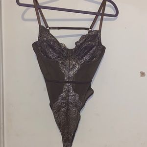 Forever 21 Sparkly grey body suit